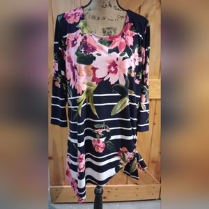 Floral and stripe tunic